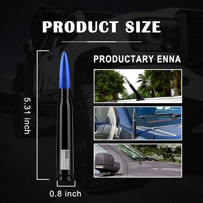 Ajxn 1 PC Car Truck Bullet Antenna, Automobile Antenna Mast, Suitable for GM Chevy Silverado 1500 3500 HD Avalanche GMC Sierra 1500 3500 Denali Heavy Duty Pickup Trucks Accessories (Blue)