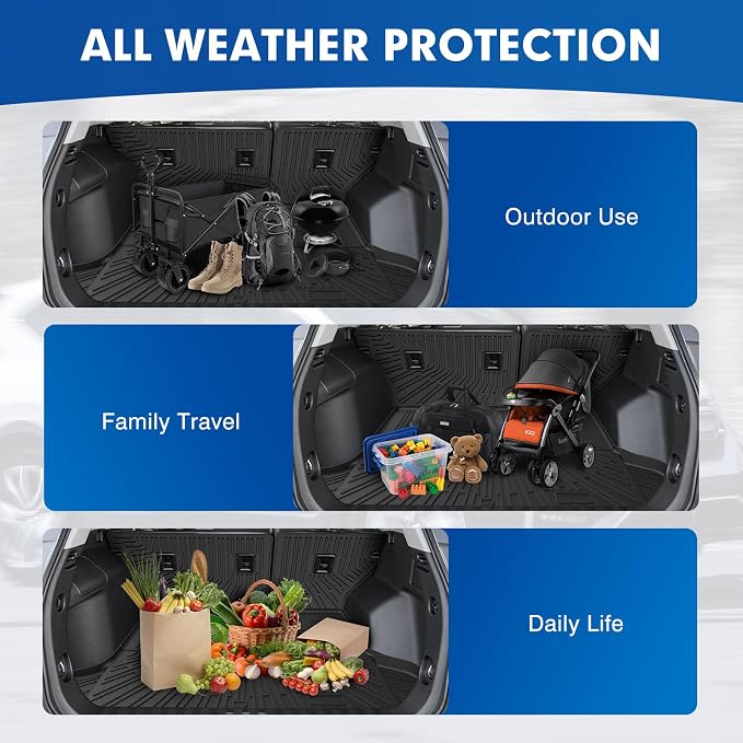 Mixsuper Cargo Liner for Chevrolet/Chevy Equinox 2018-2024, All Weather Trunk Mat Backrest Mat TPE Back Seat Cover Protector for Equinox Accessories