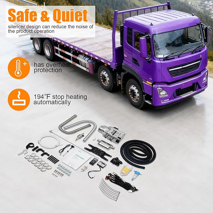 Diesel Air Heater, 12V 5000W Diesel Parking Water Heater Complete Kit Water Heating Type of Car Conduction Coolant with Remote Control for Commercial Vehicles Automotives & RV Cars
