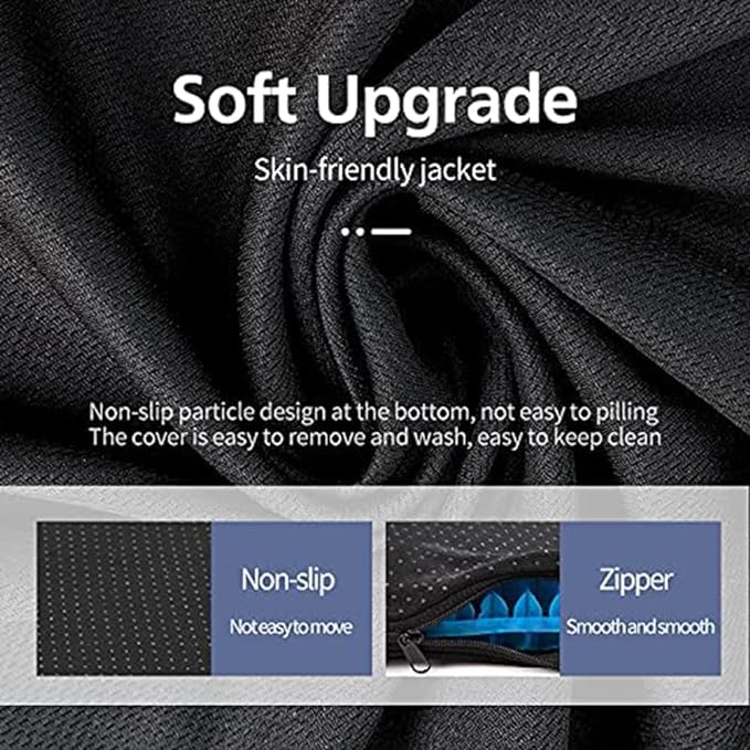 Gel Seat Cushion for Long Sitting, Extra Thick Gel Cushion for Wheelchair Soft Chair Pads Cushions for Office Home Chairs Car Seats Long Trips - Back Sciatica Hip Tailbone Pain Relief Cushion (Blue)