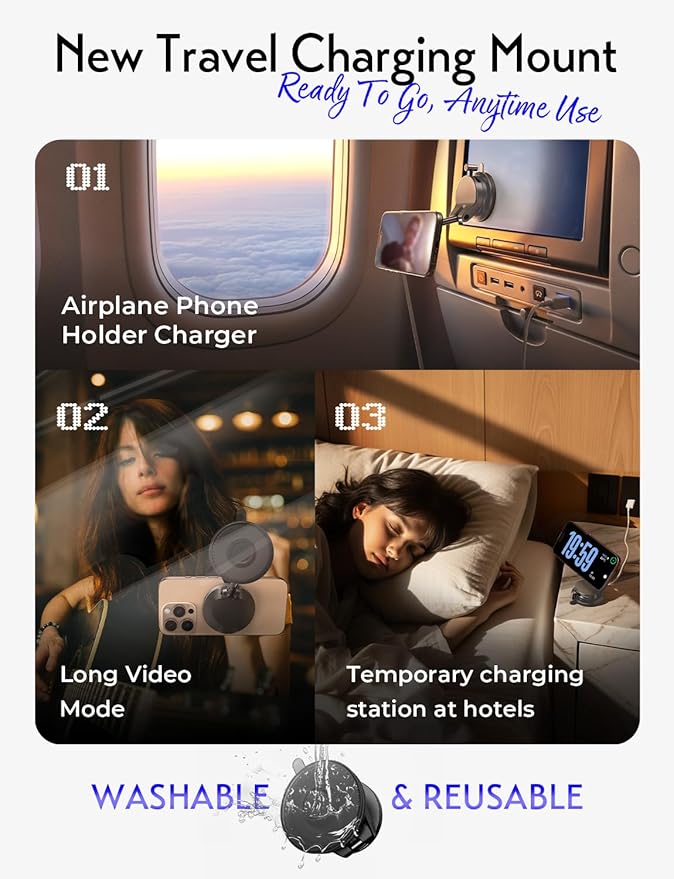 LISEN Qi2.2 25W MagSafe Car Mount Charger, Magnetic Wireless Car Charger with 54W Adapter, Magnetic Phone Holder for Car, iPhone Car Mount, Vacuum Suction Cup Phone Mount for iPhone 17 16 15 14 13 12