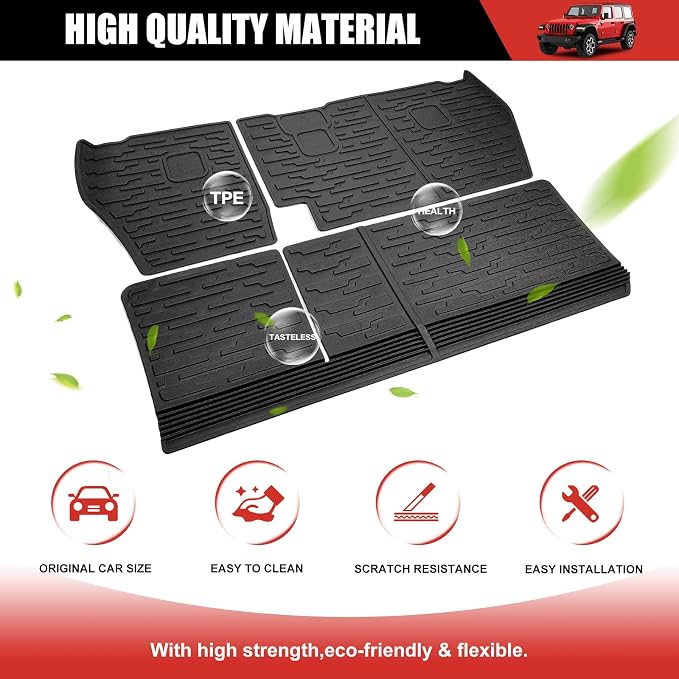 Seat Back Cover Compatible with 2018-2025 Jeep Wrangler JL Unlimited 4 Door 4X4, Cargo Mat All-Weather Protection Cargo Liner Rear Trunk Liner for 2024 Jeep Wrangler JL/JLU Accessories