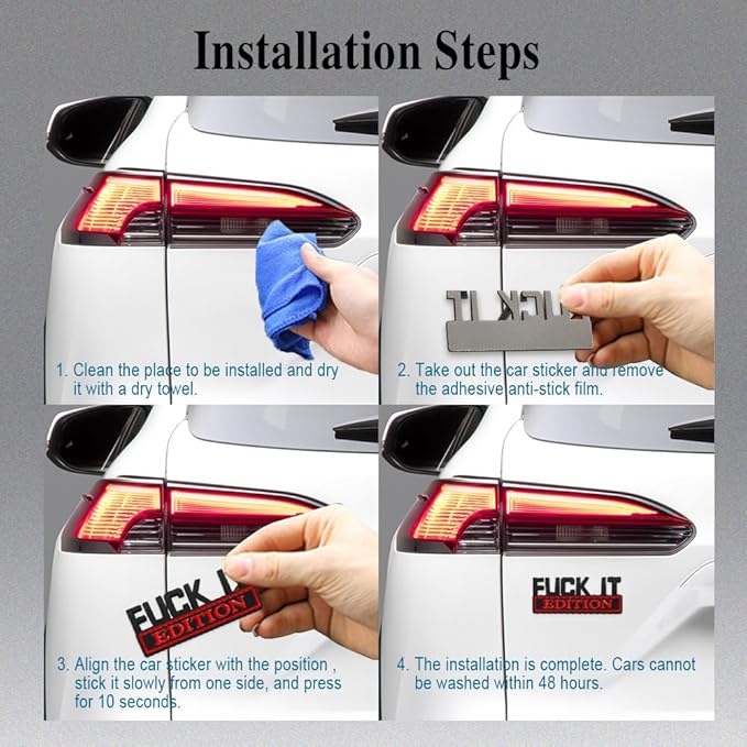 Fuck IT Edition Emblem, Car Exterior Emblems Badge 3D Sticker Decal, Fuck-IT Edition Emblem 3D Fender Badge Decal, 3D Fender Badge Decal Car Truck Replacement, Fit for All Cars (Black Red 1)