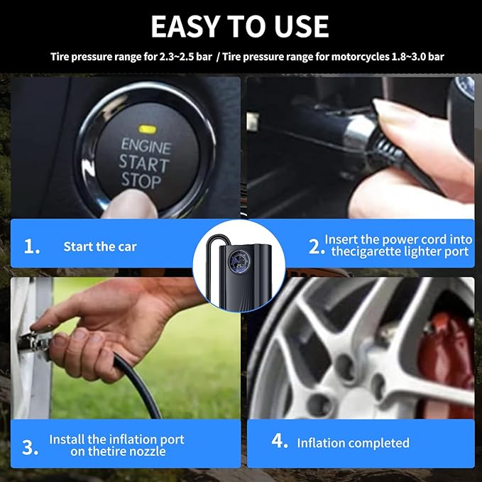 tire Plug kit Motorcycle tire Repair kit tubeless tire Repair kit Suitable for Punctured and Flat Tires of Motorcycles, Cars, ATVs and Lawn mowers; Includes an inflator（Red ）