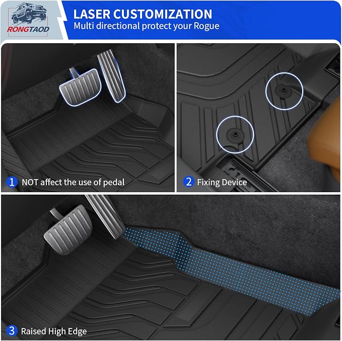 Rongtaod Floor Mats Compatible with 2014-2020 Nissan Rogue Trunk Mat Cargo Mat Cargo Liner All Weather Trunk Liner 2019 Nissan Rogue Accessories (Trunk Mat+Floor Mats)
