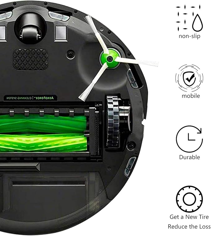 Garbage fighter Tires for Series 500, 600, 700, 800 and 900, e5, e6, i7,Anti-Slip, Great Adhesion and Easy Assembly, Wheel Replacement for All roomba Models (Black 2 Pack)