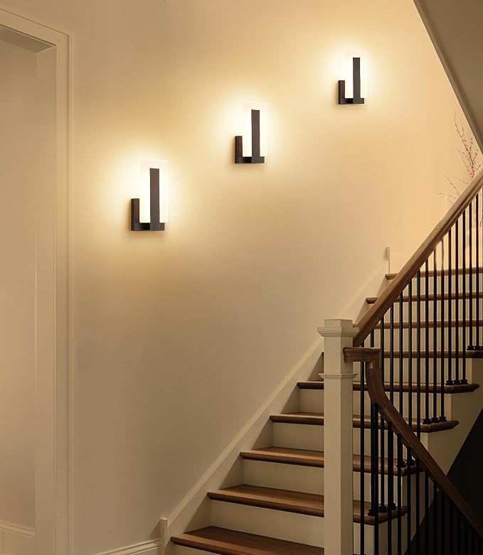 Joosenhouse Modern LED Wall Sconces Up and Down Wall Mount Light Black 3000K Warm White Wall Lights Set of 2, Indoor Wall Lighting for Hallways, Bedrooms, Hallways, Living Room Indoor Wall Lights