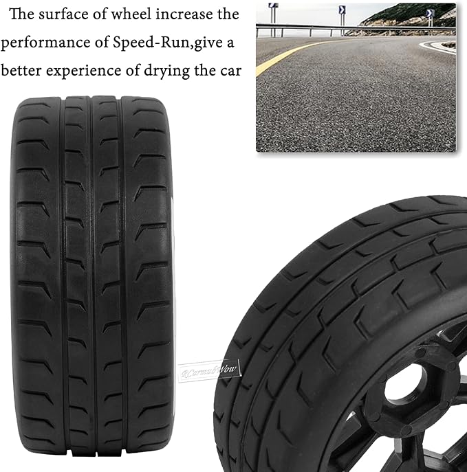 RC Wheels and Tires for 1/7 Felony 6S BLX,RC Truck Tires RC Wheels and RC Tires,4pcs Highway Tires(2 Big 2 Small),Black