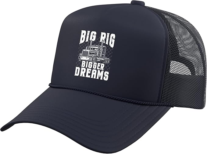 Big Rig Bigger Dreams Semi Truck Driver 18 Wheeler Trucker Hat with Adjustable Mesh Back