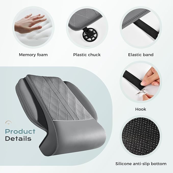 Coverado Car Seat Leg Support Cushion, Leather Car Seat Extender, Universal Leg Extender Cushions for Long Driving, Waterproof Leg Extension Support Pad Car Seat Cushions for Most Cars (Update,Gray)