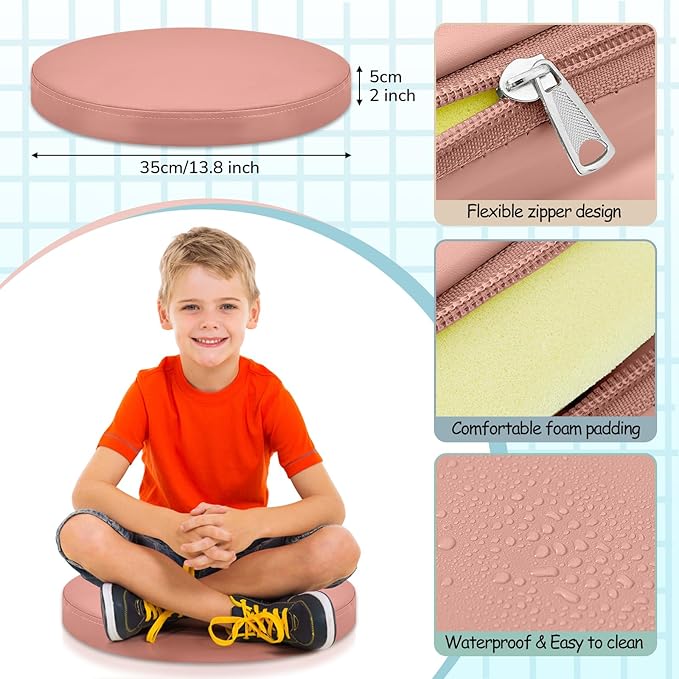 Juexica 8 Pcs Extra Thick Flexible Seating Floor Cushion Assorted Colored Floor Pillow Classroom Seat Cushion Soft Classroom Seating for Kid Learning(Light Morandi,13.8 x 13.8 x 2 Inch,Round)