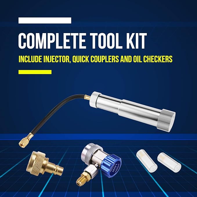 Lichamp AC Oil Injector R134A, R1234YF Refrigerant A/C Dye Injector Kit with Adjustable Coupler and Oil Checkers