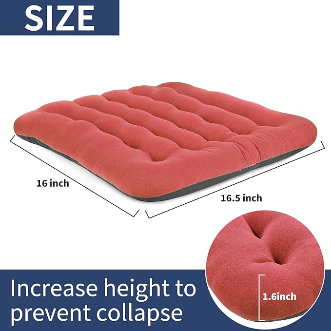 BUYUE Good Support Office Chair Cushion Padded, Soft Velvet Comfortable Non-Slip Seat Cushion for Computer Desk Kitchen Chair (1 Count, Rose)