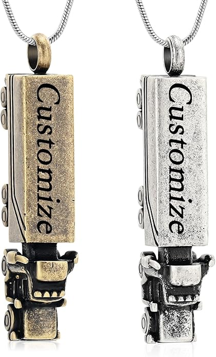 Urn Necklace for Ashes 18 Wheeler Semi Truck Cremation Jewelry for Men Memorial Urn Pendant Ashes Locket Necklace Keepsake Gifts
