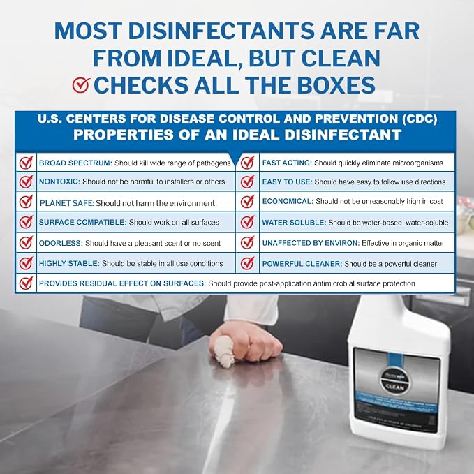 PermaSafe CLEAN 1-Step Disinfectant, Deodorizer & All-Purpose Cleaner; Soft, Hard & Food Surface Sanitizer; Kills 99.9% of Bacteria, Viruses, Molds - Child, Pet, Planet & All Surface Safe (32oz)