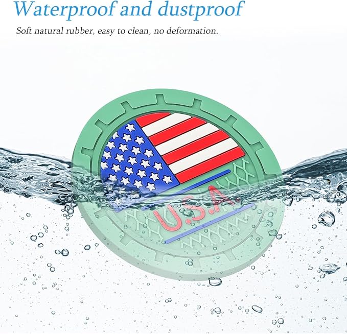 AUCELI 4 Pack Car Cup Holder Coasters, Colored American Flag US Flag Insert Car Cup Coaster, 2.75 Inch Anti Slip Shockproof Embedded Drink Mat, Vehicle Interior Decor Accessories