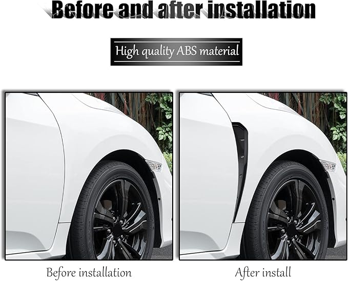 Miytsya 2 PCS Car Fender Side Vents, ABS Carbon Fiber Spoiler, Fender Decorative Stickers, Air Flow Intake Hole Grille Auto Exterior Accessories Universal (Carbon Fiber Black)