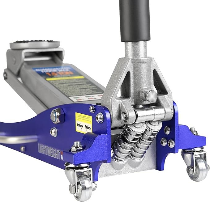 Floor Jack 1.5 Ton Hydraulic Low Profile Aluminum and Steel Car Jack, Lightweight Service Jack with Quick Lift Dual Pump, 3,000 lb Capacity, Lift Range 3.3"-18.5",Blue