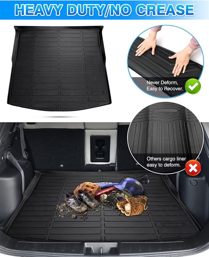 Cartist Cargo Liner Custom Fit for Mitsubishi Outlander PHEV 2018-2022 All Weather Trunk Mat High Side Waterproof Black TPE