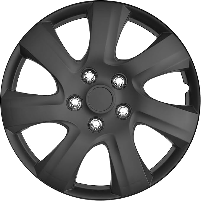 BDK Matte Black Hubcaps Wheel Covers for (2006-2014) Toyota Camry 16 Inch Hubcaps Set of 4, Snap-on Direct OEM Replacement for Toyota Camry Hubcaps 16 Inch Wheel Covers Impact-Resistant Durable