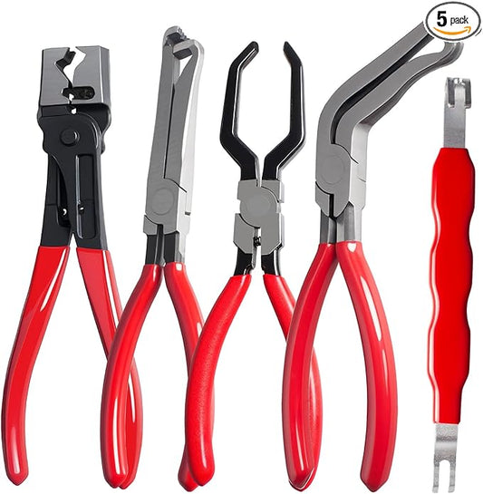 5 Pieces Electrical Disconnect Pliers for Cars, Automotive Electrical Plug Connector Disconnect Tool and Connector Separator and Hose Clamp Pliers