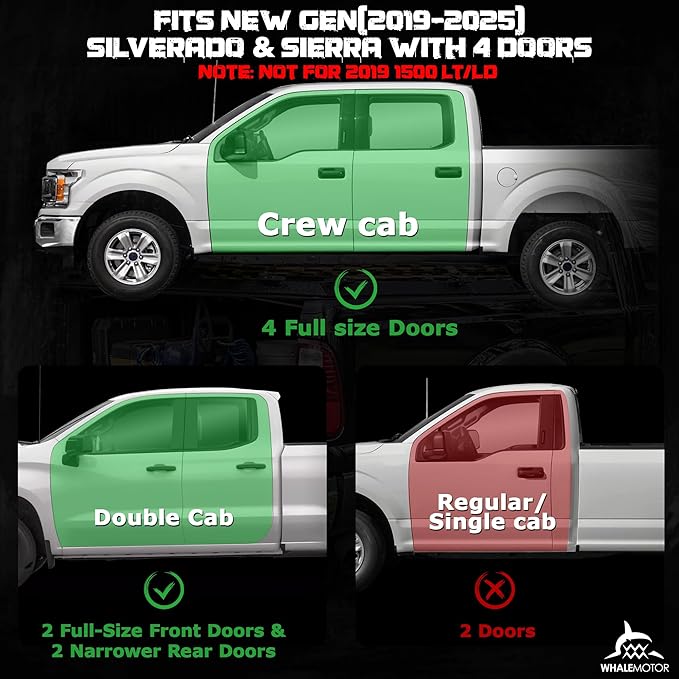 WHALEMOTOR Underseat Storage Compatible with 2020-2026 Chevy Silverado/GMC Sierra 1500(Inclu. 2019 New Gen)&2500 3500 HD Crew&Double Cab, Upgraded Rear Under Seat Organizer Cargo Box