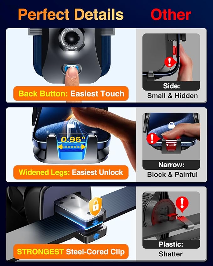 VANMASS【85+LBS Strongest Suction & Military-Grade Ultimate Car Phone Mount【Patent & Safety Certs】 Cell Phone Holder for Dash Windshield Vent for iPhone 17 Pro Max Automobile Accessory Kits,Light Blue