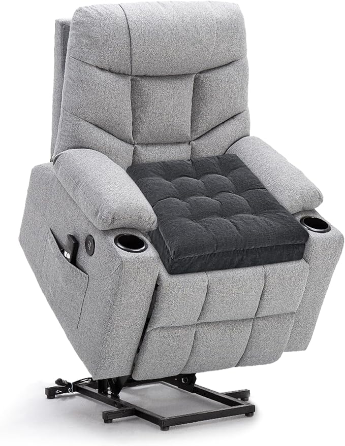 Recliner Cushions for Elderly, 20x20x5 Inch Thick Chair Cushion Patent Design Soft Tufted Dual Layer Booster Seat Cushions for Seniors Recliner Risers Gray 1P