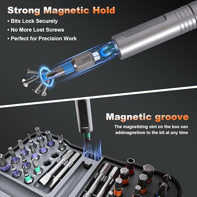 50 in 1 Magnetic Ratchet Screwdriver Set, Precision Multi Bit Screwdriver Kit with S2 Steel Bits, Portable Small Repair Tool Kit for Electronics, PC, Laptop, Watch, Glasses, Bike and Home DIY