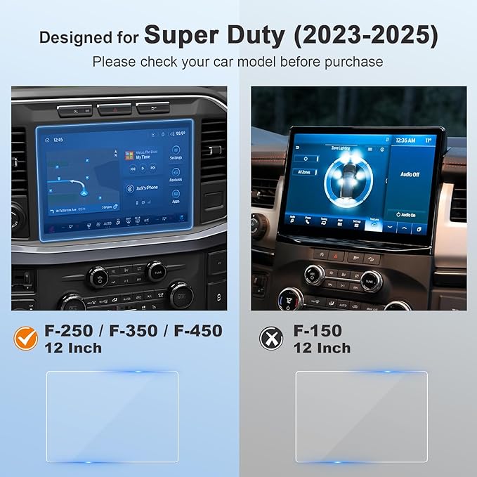 for 2023 Ford F250 Super Duty Screen Protector for 2023-2026 Ford F250 F350 F450 Super Duty SYNC 4 12-Inch Display 2024 Super Duty Accessories Tempered Glass Protective Film
