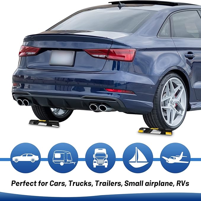ROBLOCK 16" Heavy Duty Parking Aid with 1.8 Inch Higher Design, Car Parking Stopper for Garage 2 PCS, Parking Aids Protects Car, Parking Gadgets Easy to Install 2 Packs, 16" L x 3.7" W x 1.8" H