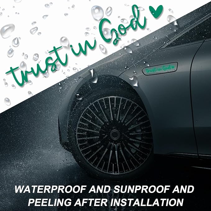 DXNQ 2 PCS Trust in God Rearview Mirror Decals, Automotive Vinyl Rear View Mirror Decorative Stickers, Waterproof Trust in God Stickers for Car Truck Laptop, Car Accessories (Green)
