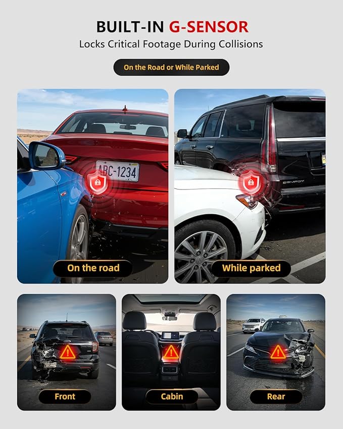 3 Channel Dash Cam Front and Rear, 4K Dash Camera for Cars STARVIS 2 HDR Night Vision, 24H Parking Mode, 64GB Card Included, Dashcam Built-in 5.8GHz WiFi GPS,170°Wide Angle, G-Sensor Emergency Lock