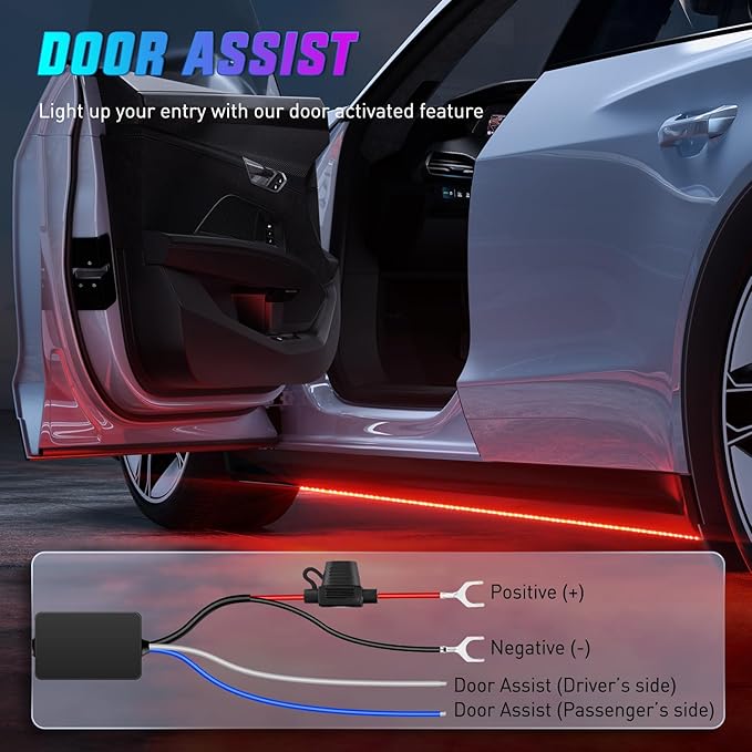 Nilight 4Pcs Aluminum Underglow Neon Accent Strip Lights 396 LEDs Dream Color Door Assist Multi Mode Sound Active Function Music Modes with APP Remote Control Underbody Light Strips for Car Truck RV