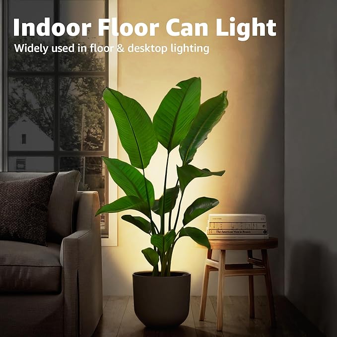 SUNVIE 2 Pack Uplighting Indoor Floor Can Light, 5W Up Lights with 2700K LED GU10 Bulbs, Uplights Floor Spot Lights Indoor for Home Accent Lighting, 5.9 FT Plug Cord & Foot Switch