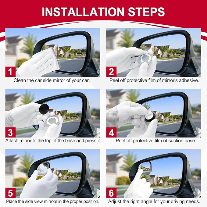 LivTee Blind Spot Mirror, Fan HD Glass Frameless Convex Rear View Mirror with wide angle Adjustable Stick for Cars SUV and Trucks, Pack of 2