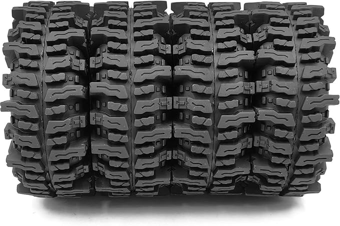 HOBBYSOUL Soft Sticky 1.9 Mud Slingers Tires T8 Tyre 120mm/4.72inch & 1.9 Beadlock Wheels Green Blue Color For 1/10 Rock Crawler Traxxas TRX4 Axial SCX10 Redcat Gen8, (4-Pack)