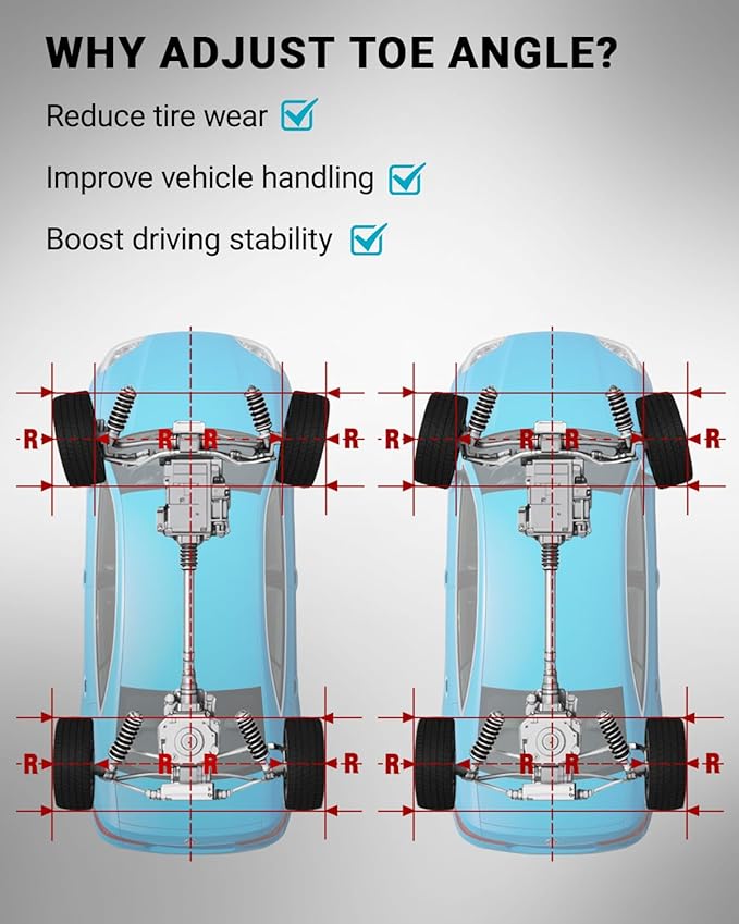 Wheel Alignment Tool for DIY Toe Adjustment, Stainless Steel Toe Alignment Plates Allow Quickly Operation, Easy Way to Check Toe in/Out, Fits Most Cars & Trucks(Patent Design)