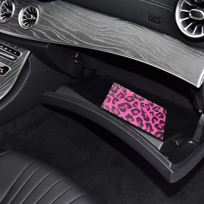 LumiMokki Premium Car Registration & Insurance Card Holder with Magnetic Shut, Vehicle Glove Box Car Organizer - For Documents, Cards, License (Leopard B)