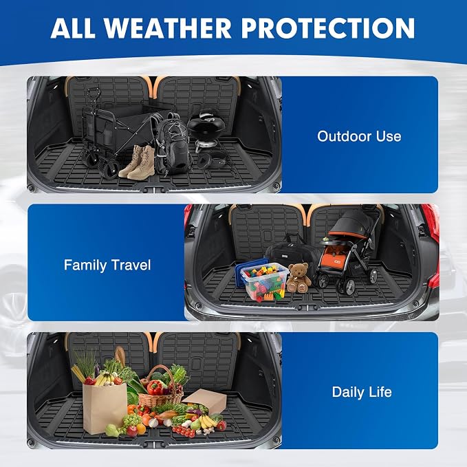 Mixsuper Cargo Liner for Volvo XC90 2016-2024 2025 2026, All Weather Trunk Mat Backrest Mat TPE Back Seat Cover Protector for XC90 Accessories