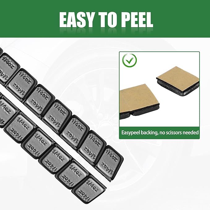 1/4 Oz Black Stick on Wheel Weights (1box，576pcs,144oz), Adhesive Backed Wheel Weights for Cars, Trucks, SUVs, Motorcycles, Low Profile