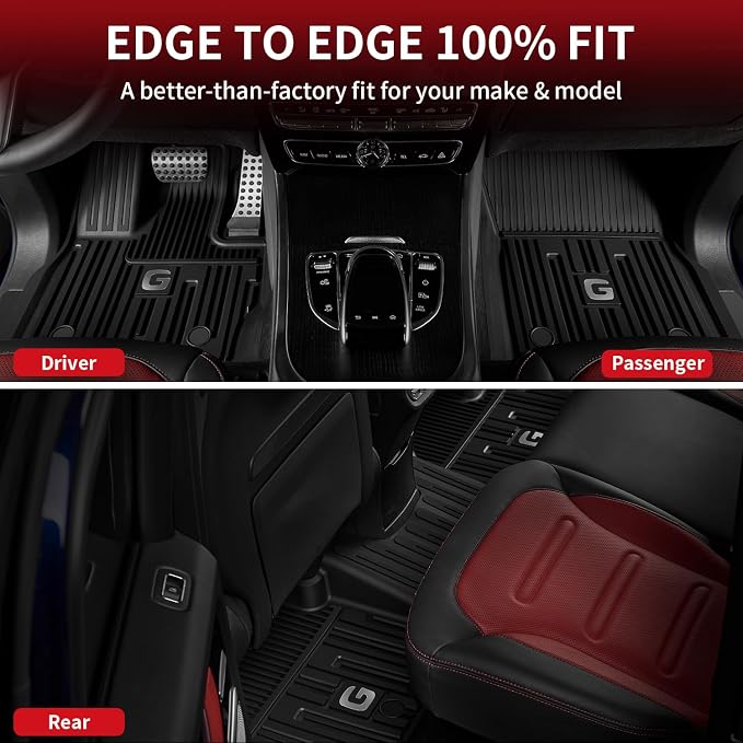 LASFIT Floor Mats & Cargo Mat for Mercedes Benz G Class 2026 2025 2024 2023 2019-2022 G550 / G580 / G63 AMG SUV, All Weather TPE Custom Fit Car Mats for G Class, 1st & 2nd Row Floor Liners & Trunk Mat