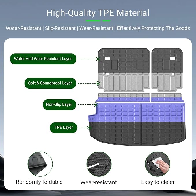 xipoqix 7&8 Seats Cargo Mat Backrest Mat Compatible with 2018-2024 Chevy Traverse TPE Cargo Liner Back Seat Protector Replacement for 2018-2024 Chevy Traverse Accessories (Trunk Mat+Backrest Mats)
