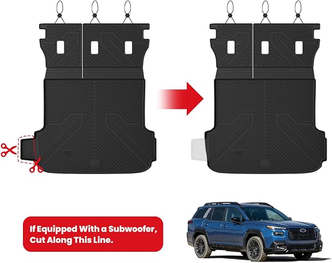 LASFIT Cargo Tray Liner with Backrest Mat for Subaru Outback 2026 Cargo Mat, All Weather TPE Custom Fit Easy Clean Trunk Liner with Seatback Mat for Outback 2026 Trunk Tray, Black