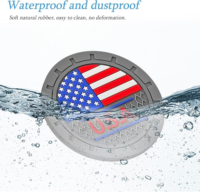 AUCELI 2 Pack Car Cup Holder Coasters, Colored American Flag US Flag Insert Car Cup Coaster, 2.75 Inch Anti Slip Shockproof Embedded Drink Mat, Vehicle Interior Decor Accessories
