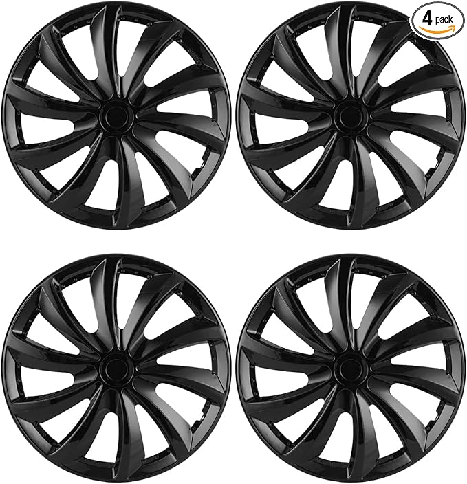 ABX Hubcap Wheel Covers Hub Caps 15 Inch Set of 4 Black & Silver Universal Wheel Rim Cover R15 Stylish Car Decor Wheel Covers for Toyota Camry Nissan Mazda (black-11, 15 inch)