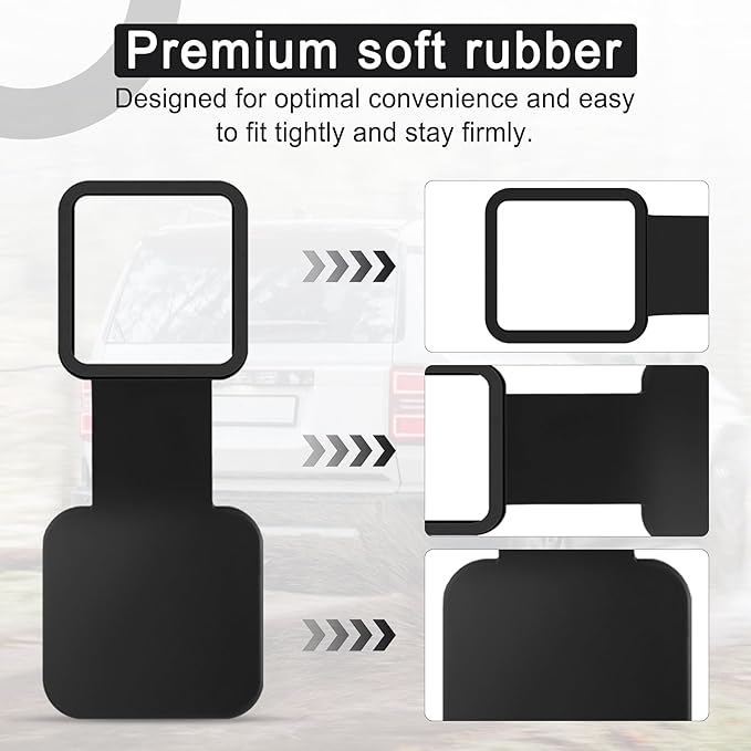 UYYE 2 Inch Rubber Trailer Hitch Cover, Rubber Hitch Tube Cover Plug Cap, Car Exterior Accessories Fits for Most Vehicles Hitch Receivers, Hitch Cover Tube Plug Cap (Black)