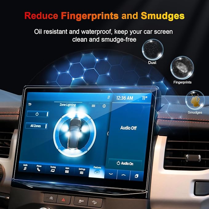 2024 F150 Screen Protector for 2021-2026 Ford F-150 Lightning/F150 Tremor SYNC 4 12-Inch F-150 Pickup Truck Accessories 9H Anti-Scratch Tempered Glass Protective Film
