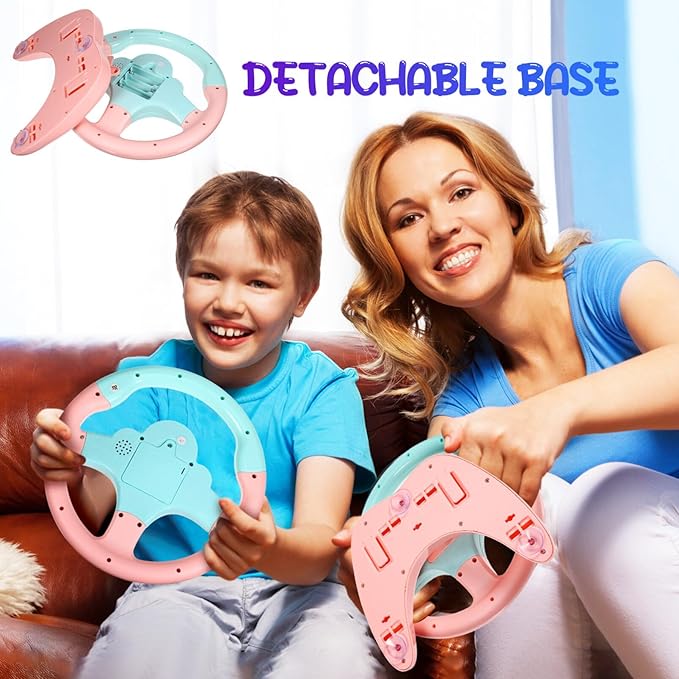 TOYANDONA Kids Steering Wheel Toy with Car Key, Racing Car Steering Wheel with Light and Music, Simulated Driving Racing Game Toy for Kids Boys Girls Aged 3 Years +
