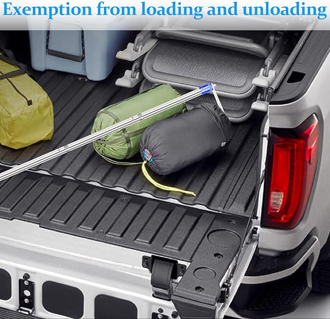 Truck Bed Grabber Tool,Cargo Grabber Pickup Truck Bed 32-79 inch Sturdy Truck Cargo Retrieval Pole with Two Replacement Hooks Essential Bed Buddy Cargo Truck Retriever Easy Pickup